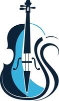 Abstract Cello with Blue and Black Swirls vector