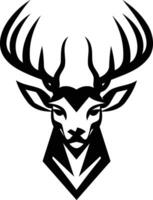A bold and stylish black and white element illustration of a deer head with antlers vector