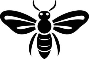Simple black and white bee icon, perfect for branding, logos, and design projects vector