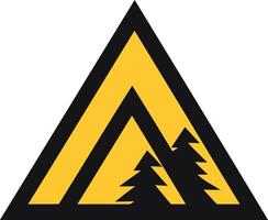 Yellow Triangle Warning Sign with Trees vector