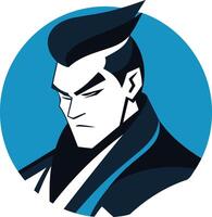 Stylized Portrait of a Man in a Blue Circle vector
