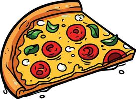 A Single Slice of Pizza with Cheese and Tomato Toppings vector