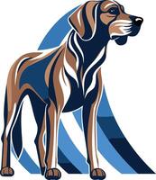 Standing Dog with Blue and Brown Stripes vector