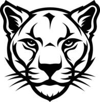 Fierce and bold, this black and white element illustration of a cougar's face is perfect for graphic design projects, branding, and tattoos vector