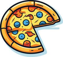 Cartoon Illustration of a Pizza with a Missing Slice vector