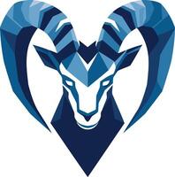 Abstract Blue Ram Head with Heart Shape Horns vector