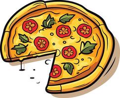 A Cartoon Pizza with a Slice Missing vector