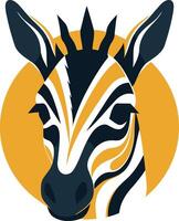 Striped Zebra Portrait with Yellow Background vector