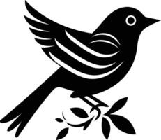 Simple yet elegant silhouette of a bird perched on a branch, perfect for designs requiring a minimalist touch vector