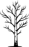 Simple black and white illustration of a bare tree with a distinct bark pattern vector