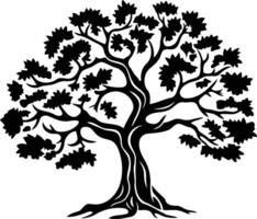 Simple yet striking silhouette of a large, majestic tree vector
