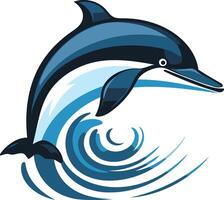 Blue Dolphin Leaping Through a Wave vector