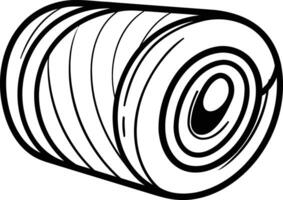 A simple black and white illustration of a roll of thread or yarn vector