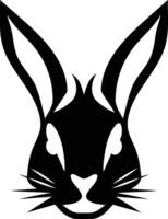 A minimalist black and white illustration of a rabbit's face, perfect for branding, logos, and design projects vector