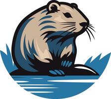Otter Sitting on a Rock by the Water vector