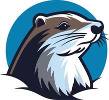 Groundhog Portrait with a Blue Circle Background vector