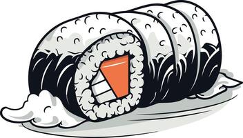 Sushi Roll with Salmon and Nori vector