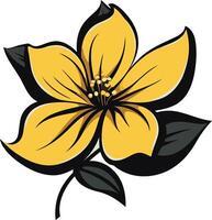 Yellow Flower with Black Outline vector