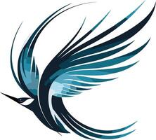 Abstract Blue Bird in Flight vector