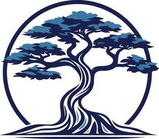 Stylized Bonsai Tree in a Circle vector