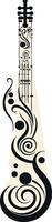 Ornamental Guitar with Swirls and Circles vector