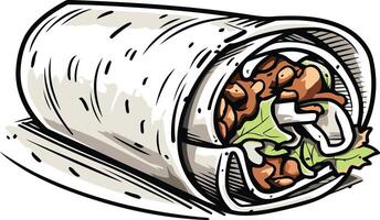Delicious Burrito with Filling vector