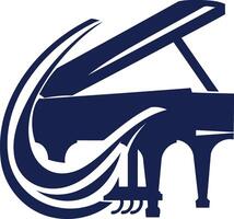 Blue Piano with Abstract Waves Design vector