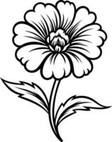 Simple line art illustration of a single flower vector