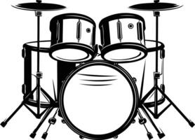 Black and white illustration of a drum set, perfect for music-related projects vector