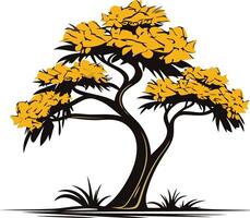 Stylized Tree with Golden Leaves vector