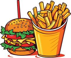 Delicious Hamburger and Fries Combo vector