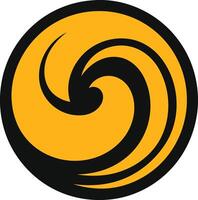 Abstract Design with Yellow Circle and Black Swirls vector