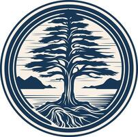 Tree Silhouette in Circular Frame vector