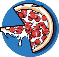 Pizza Slice with Melted Cheese and Toppings vector