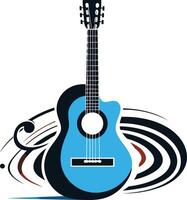 Blue Guitar with Treble Clef and Abstract Background vector