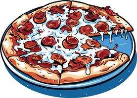 Pepperoni Pizza with a Missing Slice vector