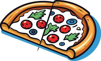 Two Slices of Delicious Pizza with Tomatoes and Cheese vector