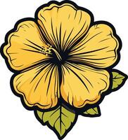 Yellow Hibiscus Flower with Green Leaves vector