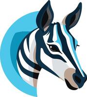 Striped Zebra Head with a Blue Background vector