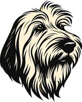 Portrait of a Shaggy Dog with a Pensive Gaze vector