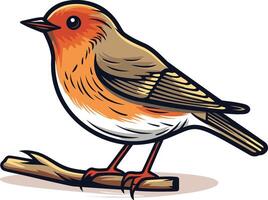 A Colorful Robin Perched on a Branch vector