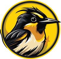 Yellow and Black Bird Portrait in Circle vector