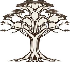 Detailed Illustration of a Tree with Twisted Branches vector