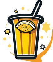 A Glass of Refreshing Lemonade with a Lemon Slice and a Straw vector