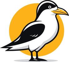 Seabird with Black and White Plumage on Yellow Background vector