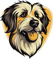 Smiling Dog with Fuzzy Brown and White Fur vector