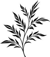 Elegant black and white illustration of a leafy branch, perfect for adding a touch of nature to your designs vector