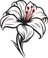 White Lily Flower with Red Center vector