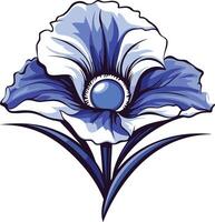 Blue Flower with a Jewel in the Center vector