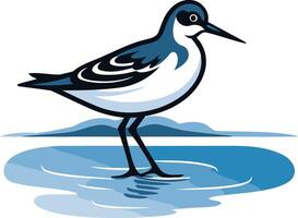 A Blue-Gray Bird Standing in a Shallow Pool of Water vector